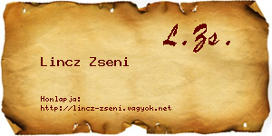 Lincz Zseni névjegykártya